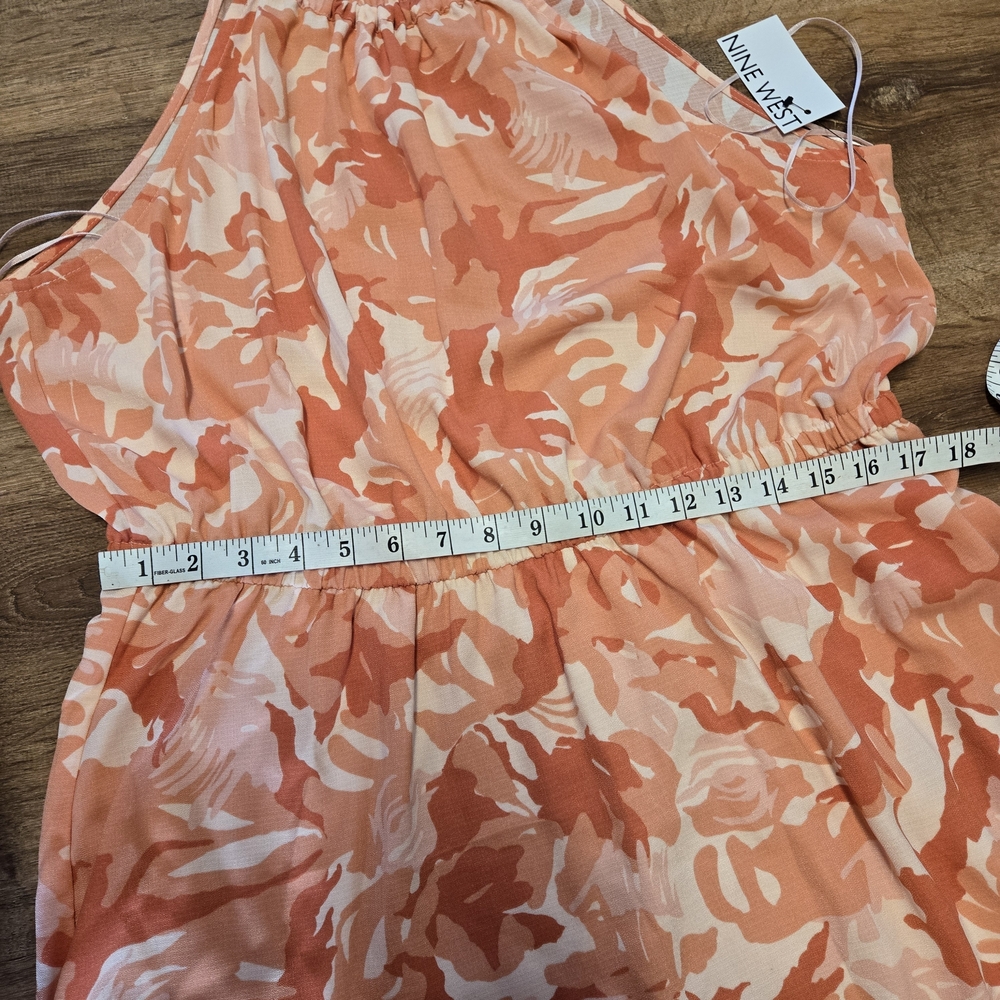New With Tags!! Nine West Orange Patterned Midi Dress XXL - Picture 6 of 7